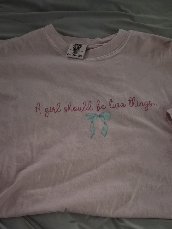 Comfort Colors Tops - Comfort Colors Girls' Pink Graphic Tee with Bow